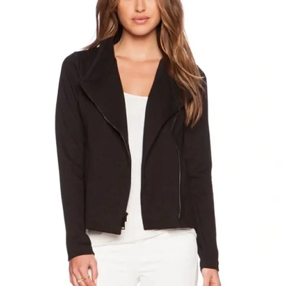 Vince Scuba Black Knit Moto Jacket Size Small - Picture 2 of 12
